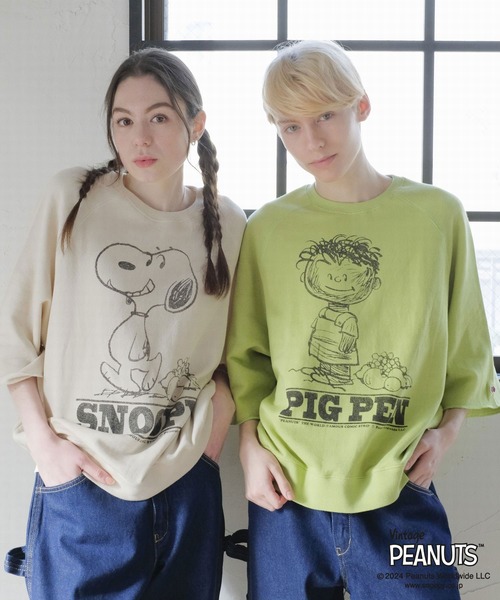 FRUIT OF THE LOOM×スヌーピー甘編み裏毛Tシャツ（Tシャツ