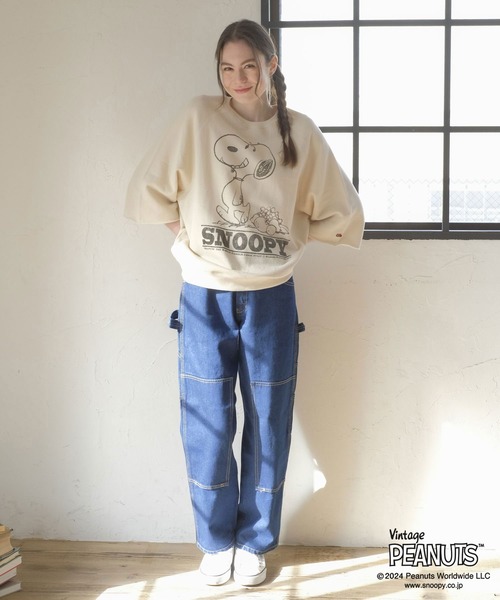 FRUIT OF THE LOOM(フルーツオブザルーム)の「FRUIT OF THE LOOM×スヌーピー甘編み裏毛Tシャツ / コラボ / ピーナッツ / スヌーピー / 半袖 / プリント / カジュアル / ユニセックス(Tシャツ/カットソー・メンズ・C/A/E/D/B・L/M/S)」の6枚目の写真