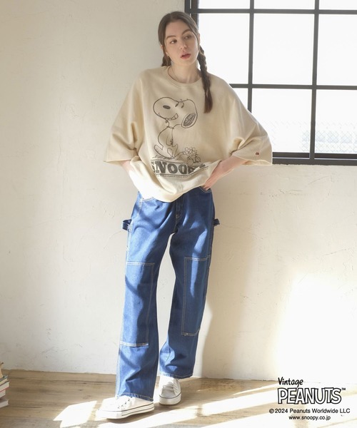 FRUIT OF THE LOOM(フルーツオブザルーム)の「FRUIT OF THE LOOM×スヌーピー甘編み裏毛Tシャツ / コラボ / ピーナッツ / スヌーピー / 半袖 / プリント / カジュアル / ユニセックス(Tシャツ/カットソー・メンズ・C/A/E/D/B・L/M/S)」の7枚目の写真
