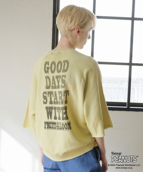 FRUIT OF THE LOOM(フルーツオブザルーム)の「FRUIT OF THE LOOM×スヌーピー甘編み裏毛Tシャツ / コラボ / ピーナッツ / スヌーピー / 半袖 / プリント / カジュアル / ユニセックス(Tシャツ/カットソー・メンズ・C/A/E/D/B・L/M/S)」の12枚目の写真