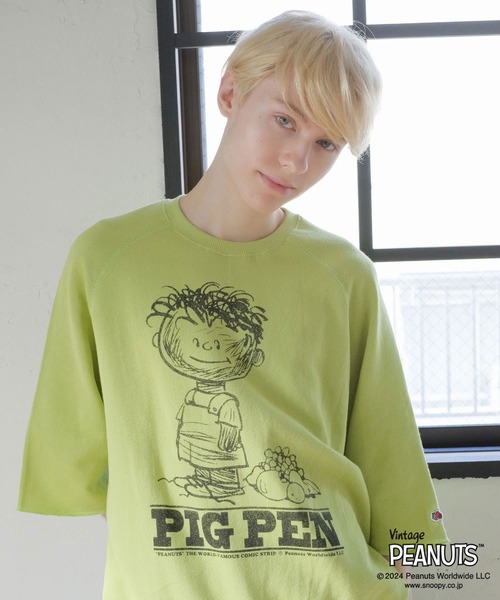 フルーツオブザルーム FRUIT OF THE LOOM×スヌーピー甘編み裏毛Tシャツ 2024春 新作 厚手 厚地 メンズ レディース ユニセックス 春夏 秋冬 贈り物 プレゼント FRUIT OF THE LOOM×スヌーピー甘編み裏毛Tシャツ（Tシャツ