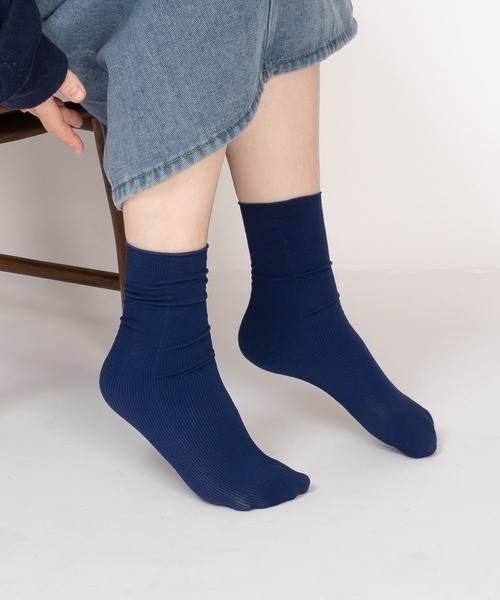 SVEC（シュベック）の「ミドル丈 リブソックス（ソックス/靴下・レディース・ワイン/レッド/ブラック/ネイビー/ホワイト/マスタード/ピンク/チャコールグレー/アイボリー/グリーン/オレンジ/ブルー/グレー/ピンク系その他/オリーブ/キャメル/ベージュ/ブルー系その他/ダークベージュ/パープル/ラベンダー/イエロー・FREE）」の10枚目の写真