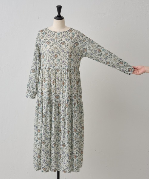 BEARDSLEY(ビアズリー)花柄キュプラワンピース|美品 BEARDSLEY(ビアズリー)の「花更紗プリントワンピース