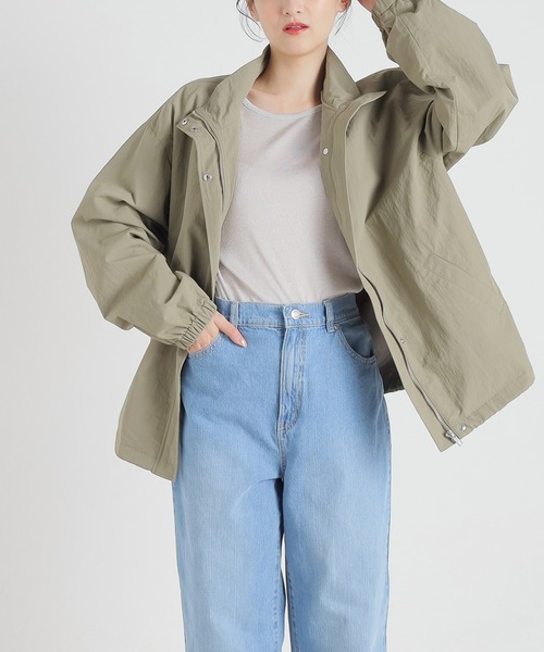 Honeys（ハニーズ）の「撥水加工スタンドブルゾン（ブルゾン・レディース・グレー/カーキ/ブラック/アイボリー・S/L/M）」の14枚目の写真