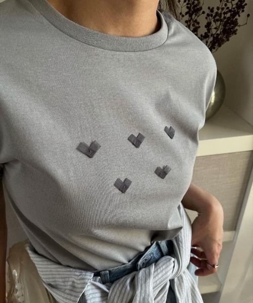 WILLFULLY（ウィルフリー）の「organdy heart T-shirt（Tシャツ/カットソー・レディース・ブルー系その他/オートミール/ブラック/ホワイト・FREE）」の10枚目の写真