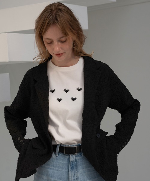 WILLFULLY（ウィルフリー）の「organdy heart T-shirt（Tシャツ/カットソー・レディース・ブルー系その他/オートミール/ブラック/ホワイト・FREE）」の13枚目の写真