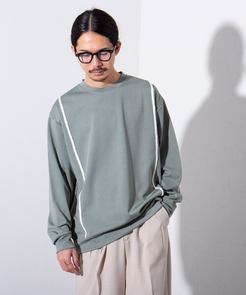 GLOSTER(グロスター)の「【GLOSTER/グロスター】ハンドステッチ ポンチ長袖Tシャツ ロンT(Tシャツ/カットソー・メンズ・ミント/ホワイト/ブラック・S/M/L)」の1枚目の写真