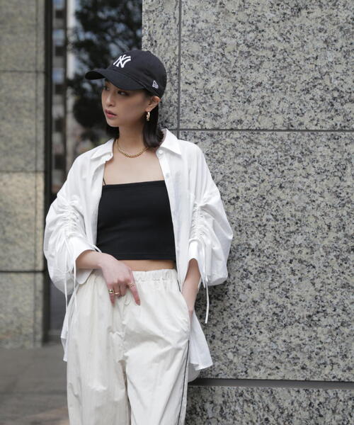 FREE'S MART（フリーズマート）の「◆袖シャーリングオーバーシャツ（シャツ/ブラウス・レディース・ブルー/ホワイト/イエロー・FREE）」の6枚目の写真