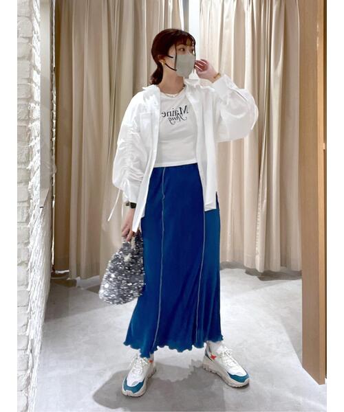 FREE'S MART（フリーズマート）の「◆袖シャーリングオーバーシャツ（シャツ/ブラウス・レディース・ブルー/ホワイト/イエロー・FREE）」の8枚目の写真