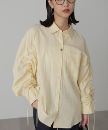 ◆袖シャーリングオーバーシャツ