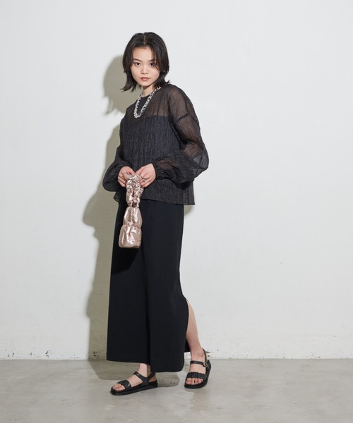 Shelly island（シェリーアイランド）の「2WAYクラッシュオーガンジーブラウス（シャツ/ブラウス・レディース・ブラック/ホワイト/グレー・M）」の20枚目の写真