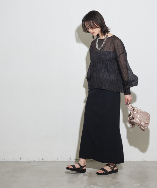 Shelly island（シェリーアイランド）の「2WAYクラッシュオーガンジーブラウス（シャツ/ブラウス・レディース・ブラック/ホワイト/グレー・M）」の21枚目の写真