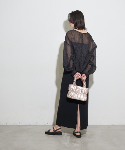 Shelly island（シェリーアイランド）の「2WAYクラッシュオーガンジーブラウス（シャツ/ブラウス・レディース・ブラック/ホワイト/グレー・M）」の22枚目の写真