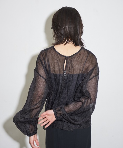 Shelly island（シェリーアイランド）の「2WAYクラッシュオーガンジーブラウス（シャツ/ブラウス・レディース・ブラック/ホワイト/グレー・M）」の15枚目の写真