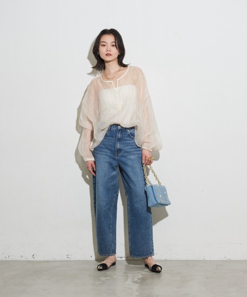 Shelly island（シェリーアイランド）の「2WAYクラッシュオーガンジーブラウス（シャツ/ブラウス・レディース・ブラック/ホワイト/グレー・M）」の7枚目の写真