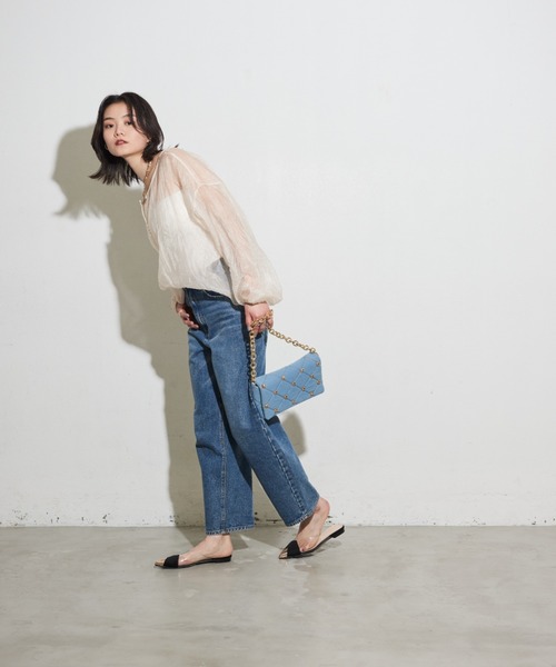 Shelly island（シェリーアイランド）の「2WAYクラッシュオーガンジーブラウス（シャツ/ブラウス・レディース・ブラック/ホワイト/グレー・M）」の8枚目の写真