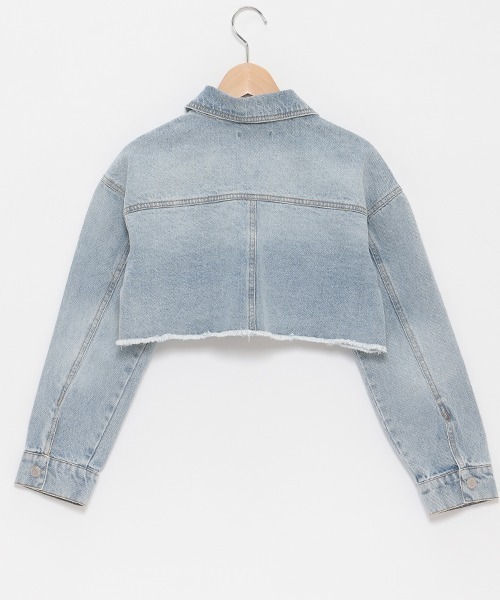 by LOVEiT（バイラビット）の「クロップド丈Gジャン（デニムジャケット・キッズ・サックスブルー/アイボリー・130cm/160cm/140cm/120cm/150cm）」の4枚目の写真