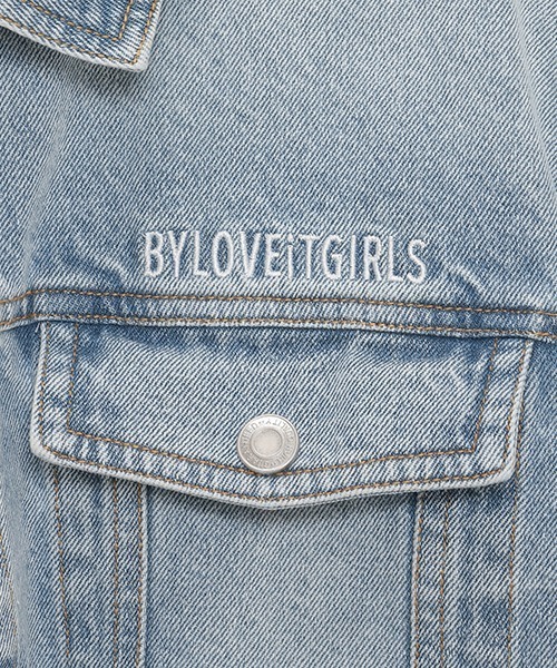by LOVEiT（バイラビット）の「クロップド丈Gジャン（デニムジャケット・キッズ・サックスブルー/アイボリー・130cm/160cm/140cm/120cm/150cm）」の6枚目の写真