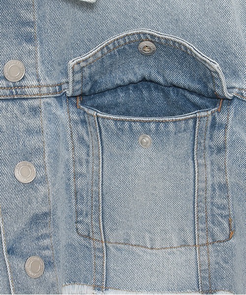 by LOVEiT（バイラビット）の「クロップド丈Gジャン（デニムジャケット・キッズ・サックスブルー/アイボリー・130cm/160cm/140cm/120cm/150cm）」の7枚目の写真