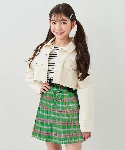 by LOVEiT（バイラビット）の「クロップド丈Gジャン（デニムジャケット・キッズ・サックスブルー/アイボリー・130cm/160cm/140cm/120cm/150cm）」の12枚目の写真