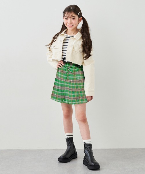 by LOVEiT（バイラビット）の「クロップド丈Gジャン（デニムジャケット・キッズ・サックスブルー/アイボリー・130cm/160cm/140cm/120cm/150cm）」の13枚目の写真