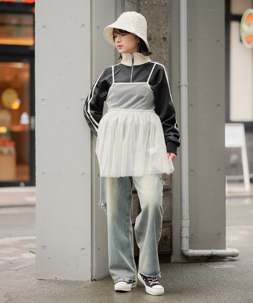 SPINNS（スピンズ）の「チュールミニキャミワンピース/無地（キャミソール・レディース・ラベンダー/ライトグレー/ブラック/ナチュラル/ブルー・ONESIZE）」の11枚目の写真