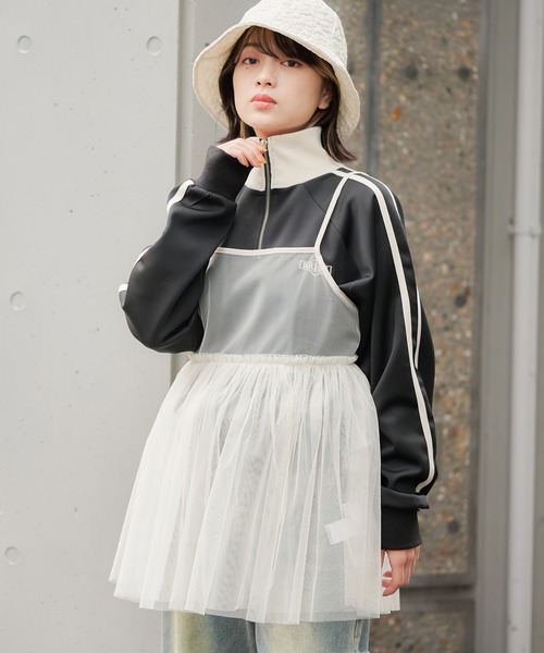 SPINNS（スピンズ）の「チュールミニキャミワンピース/無地（キャミソール・レディース・ラベンダー/ライトグレー/ブラック/ナチュラル/ブルー・ONESIZE）」の7枚目の写真