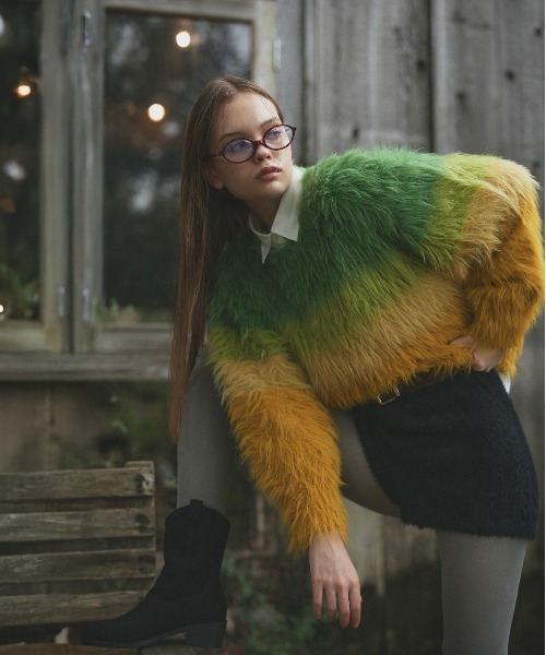 ad thie（アドティエ）の「ボリュームスリーブ ポケ付きストライプシャツ（シャツ/ブラウス・レディース・ネイビー/オレンジ/ベージュ/ピンク/グリーン系/ブラック/ライトブルー/グレイッシュベージュ/オフホワイト/ブルー/ブラック×ホワイト/イエロー/グリーン/ベージュ系/レッド・LARGE/MEDIUM）」の19枚目の写真