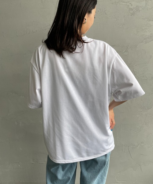 THOUSAND MILE（サウザンドマイル）の「[THOUSAND MILE/サウザンドマイル] ワンポイント刺繍ロゴ ショートスリーブTシャツ（Tシャツ/カットソー・レディース・ブラック/グレイッシュベージュ/イエロー/ホワイト・M/L/S/XL）」の19枚目の写真