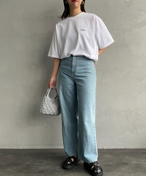 THOUSAND MILE（サウザンドマイル）の「[THOUSAND MILE/サウザンドマイル] ワンポイント刺繍ロゴ ショートスリーブTシャツ（Tシャツ/カットソー・レディース・ブラック/グレイッシュベージュ/イエロー/ホワイト・M/L/S/XL）」の15枚目の写真