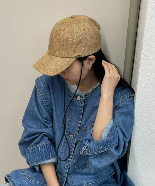 CIAOPANIC TYPY(チャオパニックティピー)の「紐付きジュートキャップ(キャップ・レディース・ブラック/ベージュ/アイボリー・ONE SIZE)」の3枚目の写真