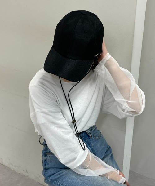 CIAOPANIC TYPY(チャオパニックティピー)の「紐付きジュートキャップ(キャップ・レディース・ブラック/ベージュ/アイボリー・ONE SIZE)」の6枚目の写真