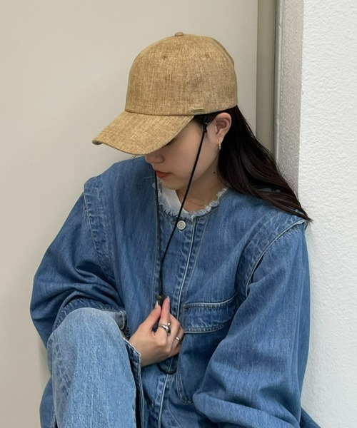 CIAOPANIC TYPY(チャオパニックティピー)の「紐付きジュートキャップ(キャップ・レディース・ブラック/ベージュ/アイボリー・ONE SIZE)」の8枚目の写真