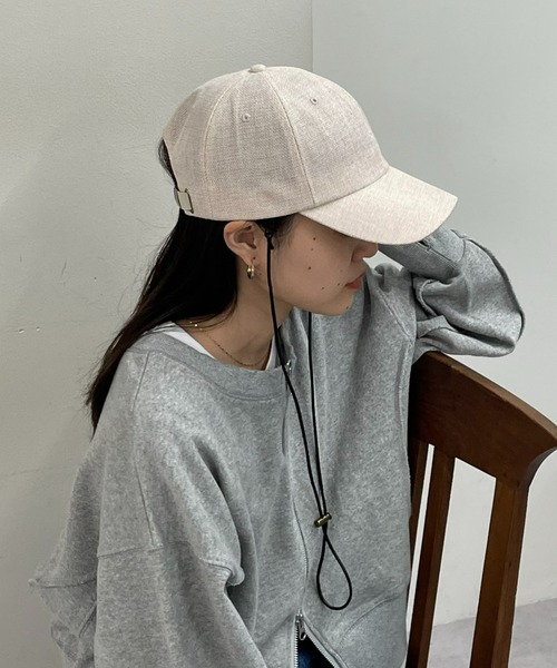 CIAOPANIC TYPY(チャオパニックティピー)の「紐付きジュートキャップ(キャップ・レディース・ブラック/ベージュ/アイボリー・ONE SIZE)」の5枚目の写真