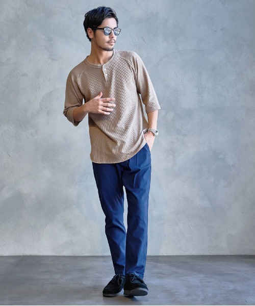 JEMORGAN(ジェーイーモーガン)の「『JEMORGAN LONG JOHNS/ジェーイーモーガンロングジョーンズ』CVCワッフルフルジップ長袖パーカ【+】(パーカー・メンズ・ネイビー/カーキ/ブラック/グレー×サックスブルー/杢グレー/ナチュラル/モカ・XL/L/M)」の8枚目の写真