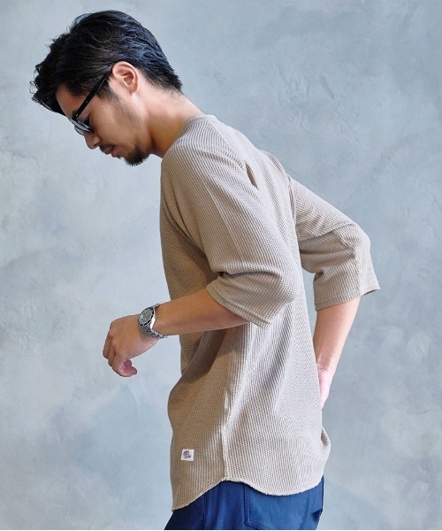 JEMORGAN(ジェーイーモーガン)の「『JEMORGAN LONG JOHNS/ジェーイーモーガンロングジョーンズ』CVCワッフルフルジップ長袖パーカ【+】(パーカー・メンズ・ネイビー/カーキ/ブラック/グレー×サックスブルー/杢グレー/ナチュラル/モカ・XL/L/M)」の9枚目の写真