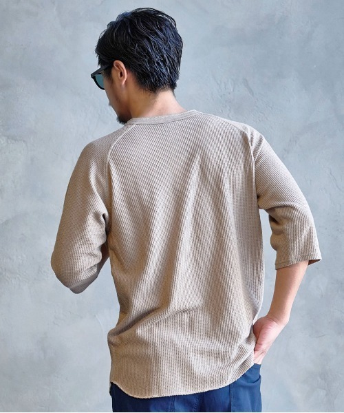 JEMORGAN(ジェーイーモーガン)の「『JEMORGAN LONG JOHNS/ジェーイーモーガンロングジョーンズ』CVCワッフルフルジップ長袖パーカ【+】(パーカー・メンズ・ネイビー/カーキ/ブラック/グレー×サックスブルー/杢グレー/ナチュラル/モカ・XL/L/M)」の10枚目の写真