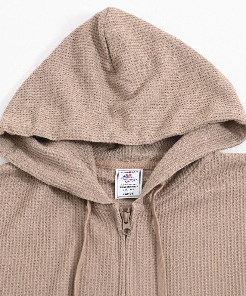 JEMORGAN(ジェーイーモーガン)の「『JEMORGAN LONG JOHNS/ジェーイーモーガンロングジョーンズ』CVCワッフルフルジップ長袖パーカ【+】(パーカー・メンズ・ネイビー/カーキ/ブラック/グレー×サックスブルー/杢グレー/ナチュラル/モカ・XL/L/M)」の11枚目の写真