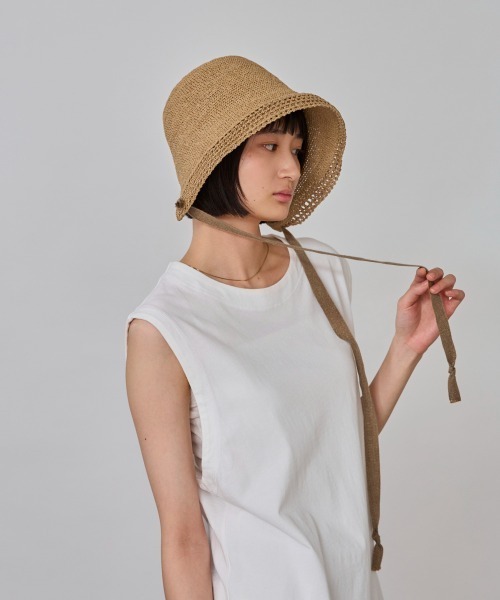 OVERRIDE(オーバーライド)の「OVERRIDE PAPER CROCHET BONNET / オーバーライド(ハット・レディース・ネイビー/ベージュ/アイボリー・58cm)」の22枚目の写真