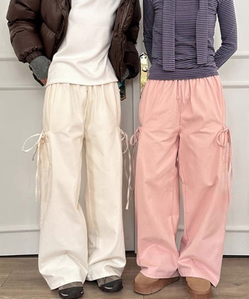 POPPY あさぎーにょ ギャザーリボンカーゴパンツ GATHER RIBBON CARGO PANTS（WHITE） – POPPY