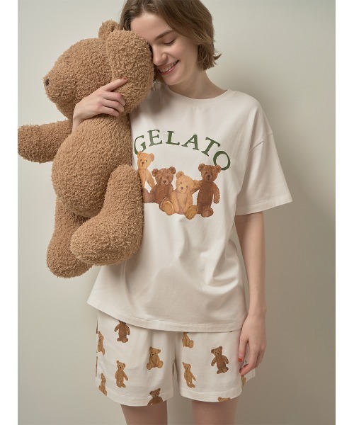 ジェラートピケ　パジャマ　くまちゃん　ベア　新品　フリーサイズ　ルームウェア WILDSIDE】【UNISEX】ジェラートベアジャガードプルオーバー