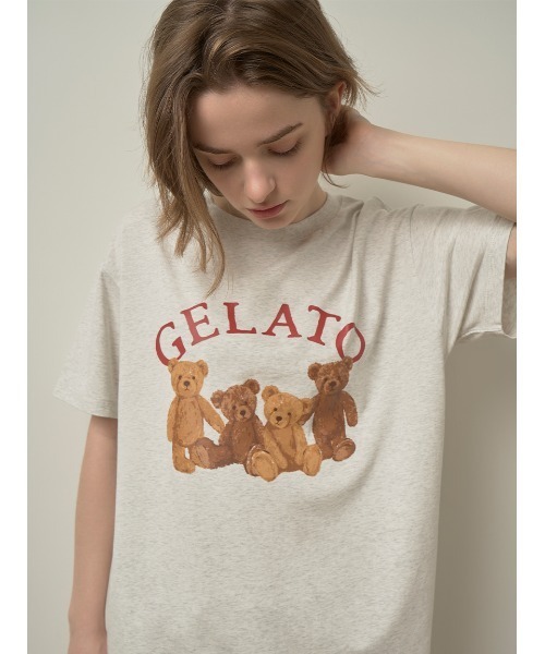 ジェラートピケ ベアワンポイントワンピース gelato pique（ジェラートピケ）の「ベアワンポイントTシャツ