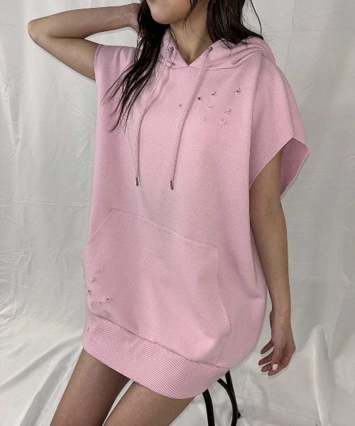 ENVYM（アンビー）の「ノースリスウェットパーカー（パーカー・レディース・ピンク/グレー/ブラック・FREE）」の4枚目の写真