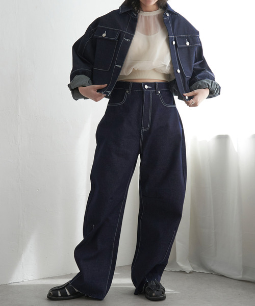 VENCEEXCHANGE（ヴァンスエクスチェンジ）の「リジットデニムショートジャケット（ミリタリージャケット・レディース・ブラック/ブルー・FREE）」の8枚目の写真