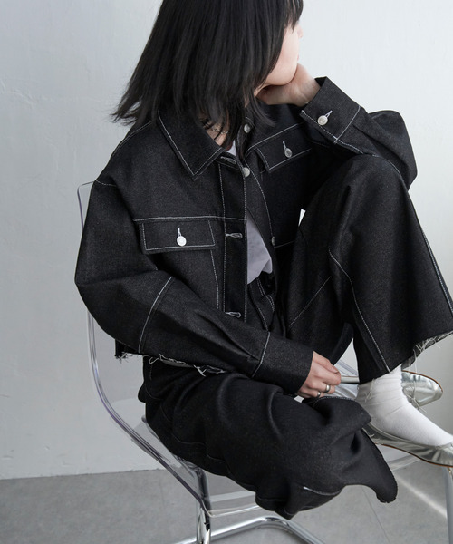 VENCEEXCHANGE（ヴァンスエクスチェンジ）の「リジットデニムショートジャケット（ミリタリージャケット・レディース・ブラック/ブルー・FREE）」の10枚目の写真