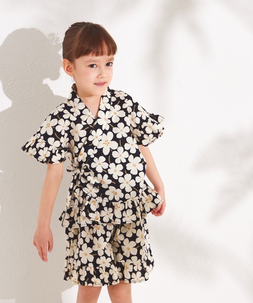 pairmanon(ペアマノン)の「【リンクコーデ】フリルガールズ甚平(浴衣・キッズ・ブラック系その他/イエロー系その他/パープル系その他/ピンク系その他2・90/120/100/130/140/110/150)」の5枚目の写真