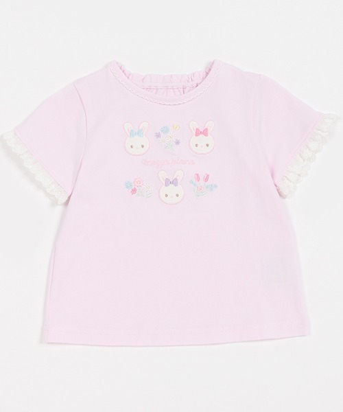 うさぎアップリケ　半袖Tシャツ