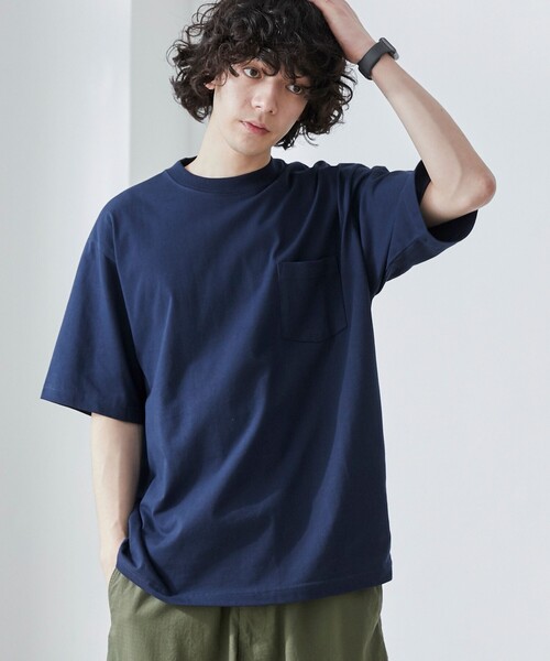 coen（コーエン）の「【WELLTECT】ベーシックポケットTシャツ（WEB限定カラー）（Tシャツ/カットソー・メンズ・ホワイト/ライトグレー/ブラック/ベージュ/ネイビー/ダークグレー/ロイヤルブルー/ダークブラウン/ダークグリーン・S/M/L/XL）」の8枚目の写真