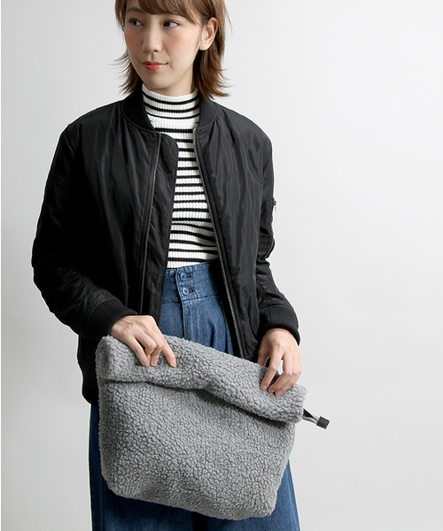 WEGO（ウィゴー）の「WEGO/ボアロールクラッチバッグ（クラッチバッグ・レディース・ブラック/グレー/その他1・FREE）」の16枚目の写真