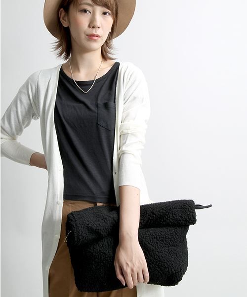 WEGO（ウィゴー）の「WEGO/ボアロールクラッチバッグ（クラッチバッグ・レディース・ブラック/グレー/その他1・FREE）」の20枚目の写真